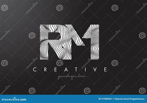 Rm R M Letter Logo With Zebra Lines Texture Design Vector Stock Vector