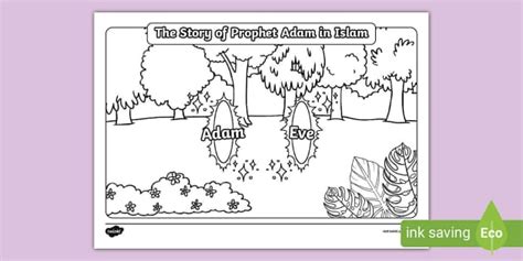 The Story Of Prophet Adam In Islam Colouring Page Twinkl