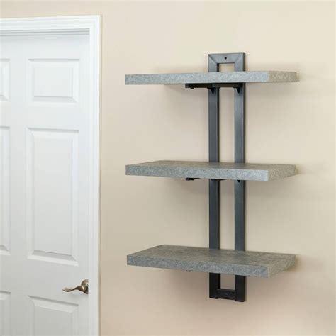 Household Essentials Wall Mounted Grey 3 Tier Shelf Baggways