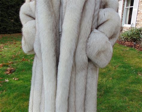 Blue Fox Full Length Fur Coat Ladies Blue Fox Fur Estate Fox Fur Coat