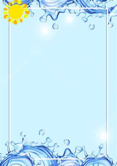 Water Wave Border Blue Summer Discount Promotion Page Border Background