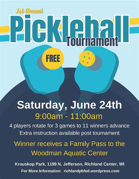 Richland Center Parks And Recreations 1st Annual Pickleball Tournament