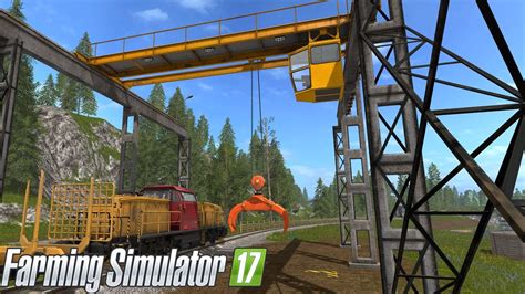 Farming Simulator 17 Drivable Train And Log Crane Transporting Logs By