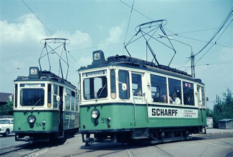 Straßenbahn Reutlingen Tw 54 ME 1953 auf Linie 3 nach Altenburg und