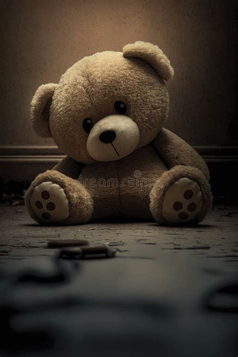 Lonely Teddy Bear On The Floor Symbol Of Solitude And Sadness For