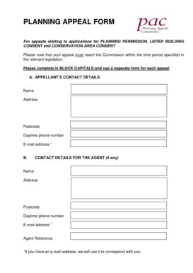 Fillable Online PLANNING APPEAL FORM Fax Email Print PdfFiller