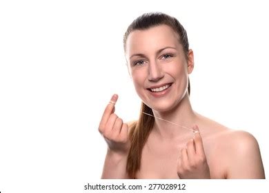 Smiling Attractive Naked Woman Toothy Smile Stock Photo