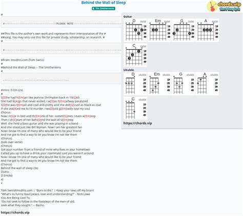 Chord Behind The Wall Of Sleep The Smithereens Tab Song Lyric