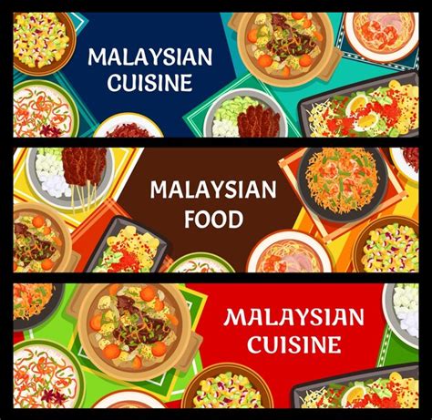 Premium Vector Malaysian Cuisine Banners Asian Food Dishes Meals