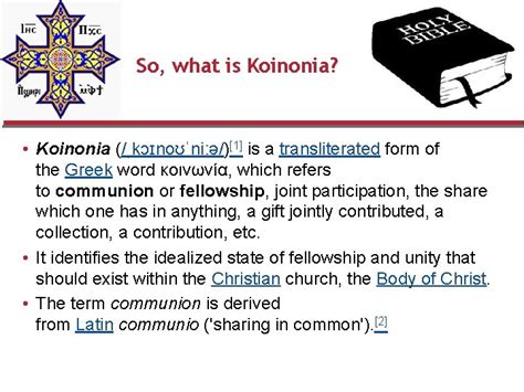 O Que Significa Koinonia - What Are We Talking About Today Koinonia Oct