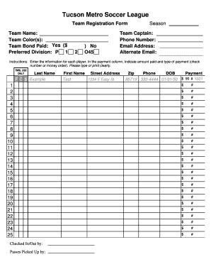 Fillable Online Team Registration Form Registration Fax Email Print