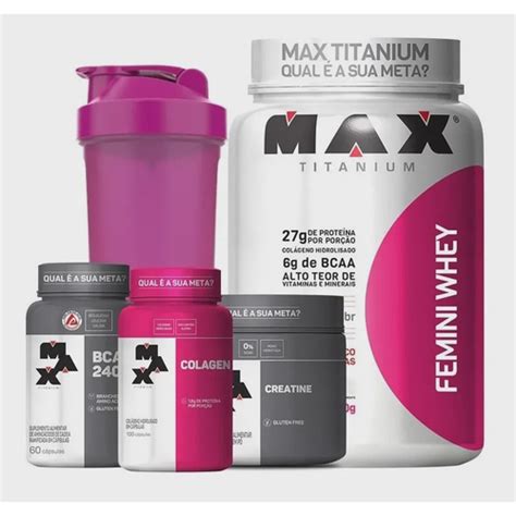 Kit Femini Whey G Creatina G Bcaa Colageno Caps Max