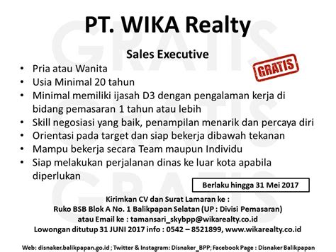 Lowongan Kerja Kota Balikpapan: Lowongan PT. WIKA Realty