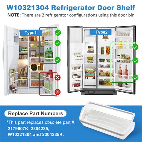 2 Pack W10321304 Refrigerator Door Shelf Bin Compatible With Whirlpool