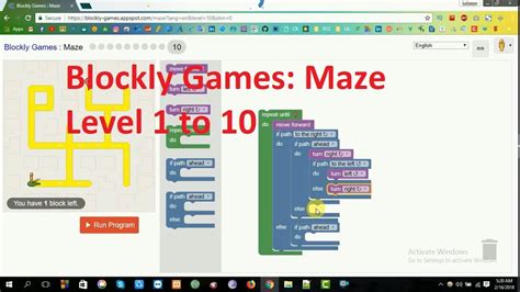 Blockly Games Maze Level To Solution Youtube