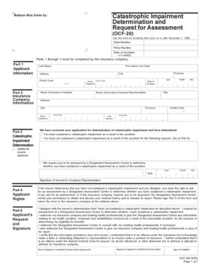 Fillable Online OCF 20 Catastrophic Impairment Determination And