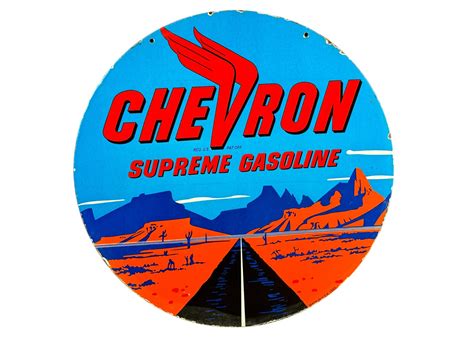 At Auction Vintage Porcelain Chevron Supreme Gasoline Sign