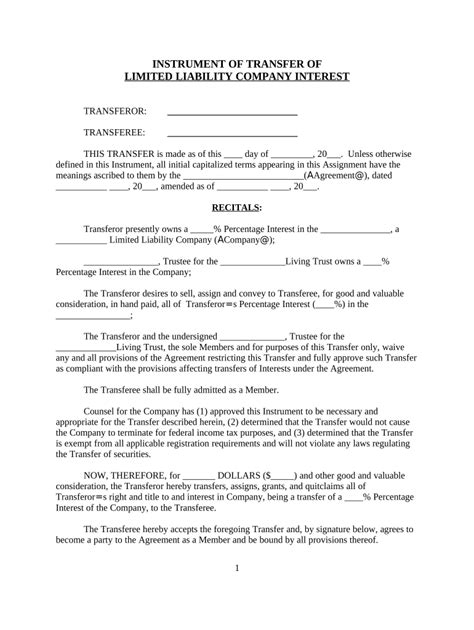 Assignment Of Llc Company Interest To Living Trust Dochub