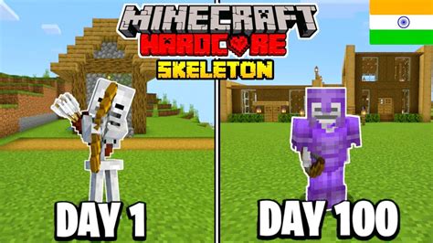 I Survived 100 Days As A Skeleton In Minecraft Hardcore Hindi Youtube