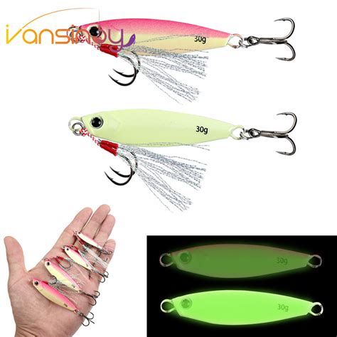 1pcs Fishing Luminous Jigging Hook Spinner Bait 7g 10g 15g 20g 30g