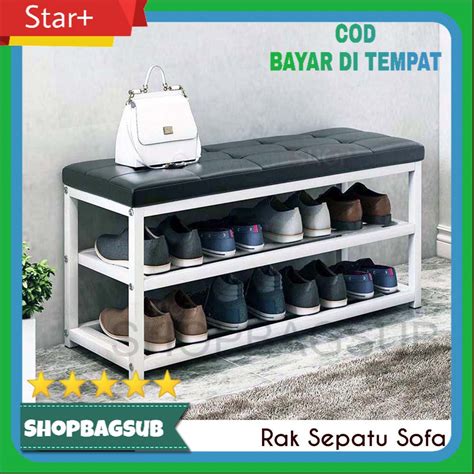 Jual Rak Sepatu Duduk Sofa Besi Tempat Pakai Sandal Ruang Tamu Kokoh