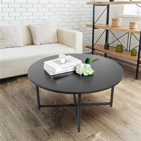 Round Coffee Table Modern Coffee Table Sofa Table Tea Table Black,31.5 ...