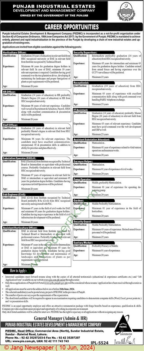 Security Supervisor Jobs In Lahore At Punjab Industrial Estates