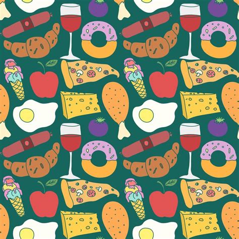 Seamless Food Pattern Doodle Food Background Food Illustration