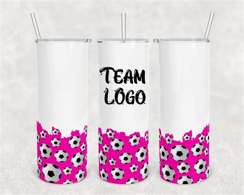 Pink Soccer Team Color Team Logo Straight 20oz Skinny Tumbler Design