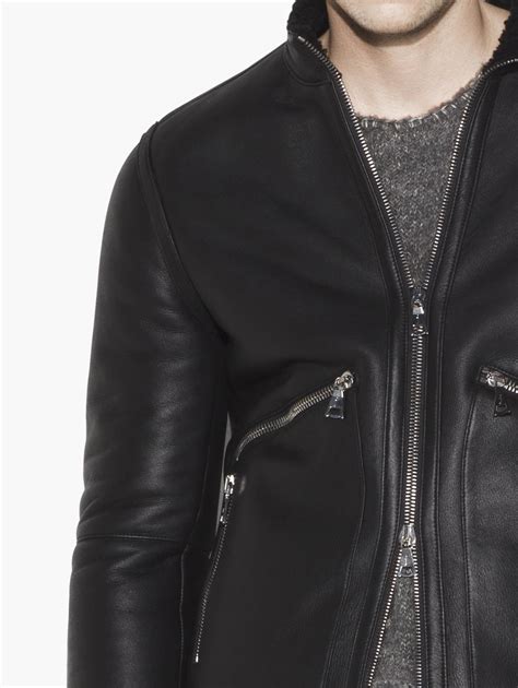 Lyst John Varvatos Shearling Moto Jacket In Black For Men