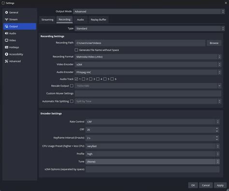 Advanced Recording Settings Guide | OBS