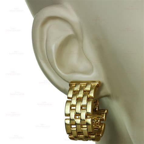 Cartier Mallion Panthre K Yellow Gold Row Earrings Mtsj