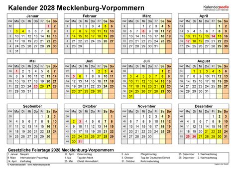 Kalender Mecklenburg Vorpommern Ferien Feiertage Excel Vorlagen