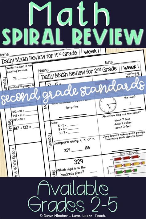 The Second Grade Standards Worksheet For Math Spiral Review