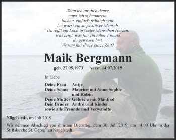 Traueranzeigen Von Maik Bergmann Trauer In Thueringen De