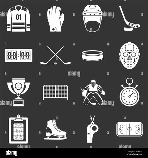 Hockey Icons Set Grey Vector Stock Vector Image And Art Alamy