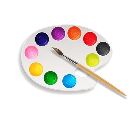 Palette For Paints And Brush Vector Illustration