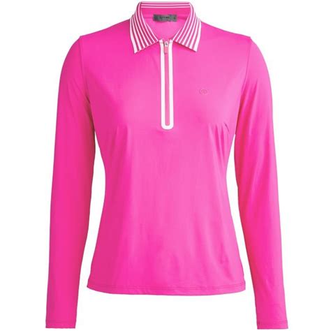 G Fore Womens Silky Tech Nylon Zip Long Sleeve Golf Polo Carls Golfland