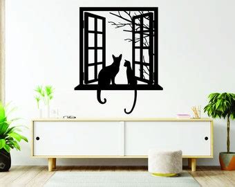 Cats In Window Metal Wall Art Metal Cats In Window Wall Decor Etsy