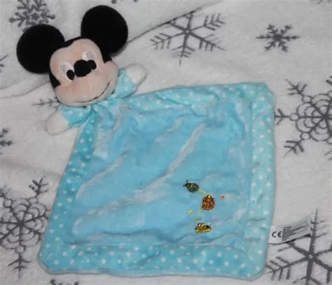 Doudou Disney Nicotoy Mickey Plat Bleu Pois Blanc Coccinelle Neuf Eur