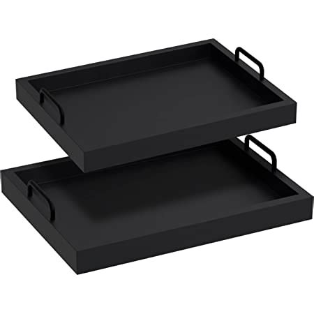 Amazon Wooden Serving Tray With Metal Handles Set Of 2 Ottoman