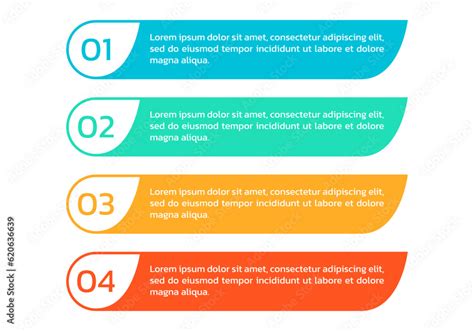 4 Steps Info Graphic Number Options Text Box Banners Business