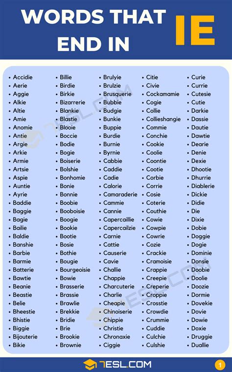 Words That End In IE 560 Words In English 7ESL