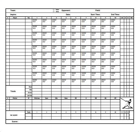 Baseball Scorecard Template Excel - MLB Champ