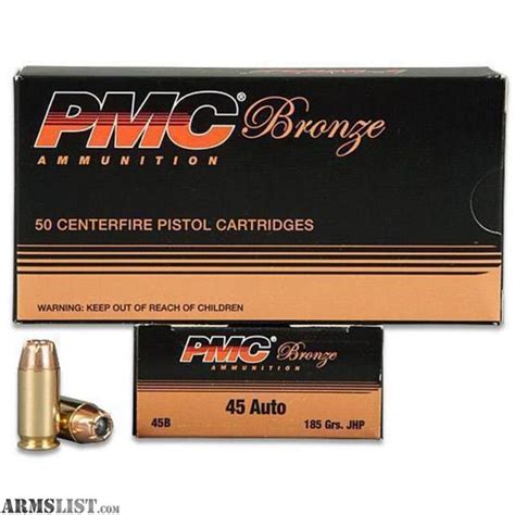 ARMSLIST For Sale PMC Bronze 45 ACP Handgun Ammo 185 Grain JHP