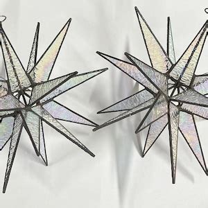 Moravian Star Tree Topper Clear Iridescent Textured Glass 18 Point Star