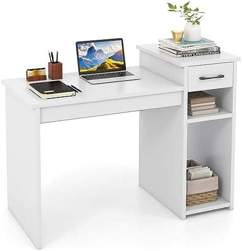 TJUNBOLIFE White Desk with Drawers Modern Writing Desk with Open ...