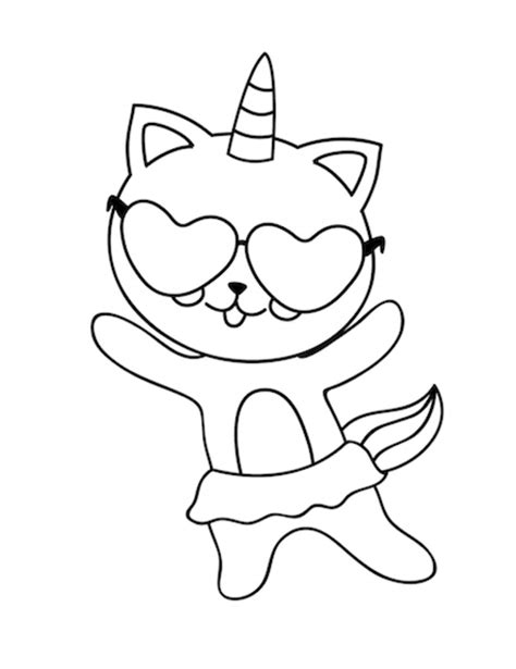 Gato Unicornio Bailando Para Colorear Imprimir E Dibujar Coloringonly