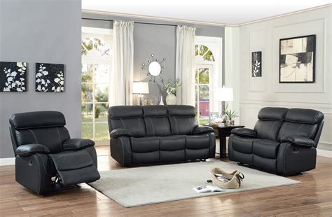 Top Grain Leather Reclining Sofa Set | Baci Living Room