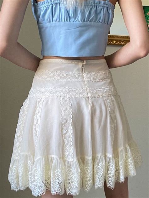 2022 Patchwork Lace Mini Skirt White S In Skirts Online Store Best For